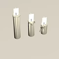 Three Lit White Decorative Candles With Soft Light And Shadow Effects