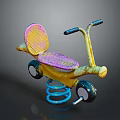 Colorful Kid's Rocking Ride With Yellow Frame Pink Backrest Purple Seat And Spring Base
