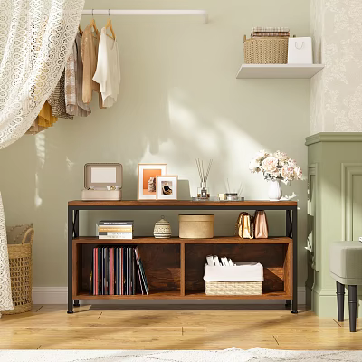 Modern Cloakroom Interior Design With Hanging Clothes Wooden Shelves Storage Baskets And Decorative Items 3d model