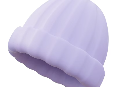 Light Purple Knitted Hat With Ribbed Texture For Casual Daily Wear 3d model