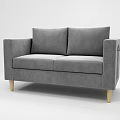 Modern Gray Three Seater Sofa Set With Wooden Legs Design 3d model