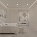 Elegant Modern Beauty Hair Salon Interior With White Decor Mirrors Styling Chairs And Display Shelves