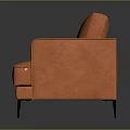 Modern Orange Two Seater Sofa With Slim Black Legs And Upholstered Design