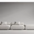 Modern Light Colored Sectional Sofa With Modular Design And Soft Cushions 3d model