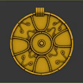 Fashionable Golden Circular Clothing Accessory With Intricate Patterns And Decorative Clasp