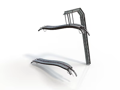 Heavy Duty Industrial Equipment Featuring Curved Metal Tracks And Bracket Frames 3d model