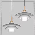 Modern Minimalist Pendant Lights With Layered White Shades And Gold Metal Frames