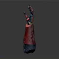 Robot Character's Futuristic Mechanical Arm With Red Blue Color And Detailed Structure