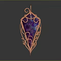 Elegant Copper Frame Pendant With Purple Gemstone And Ornate Curved Design
