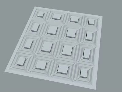 Modern White Decorative Panel Design Featuring Recessed Square Grid Patterns 3d model