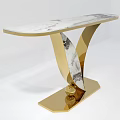 Modern Console Table With Marble Top And Golden Curved Base Design 3d model