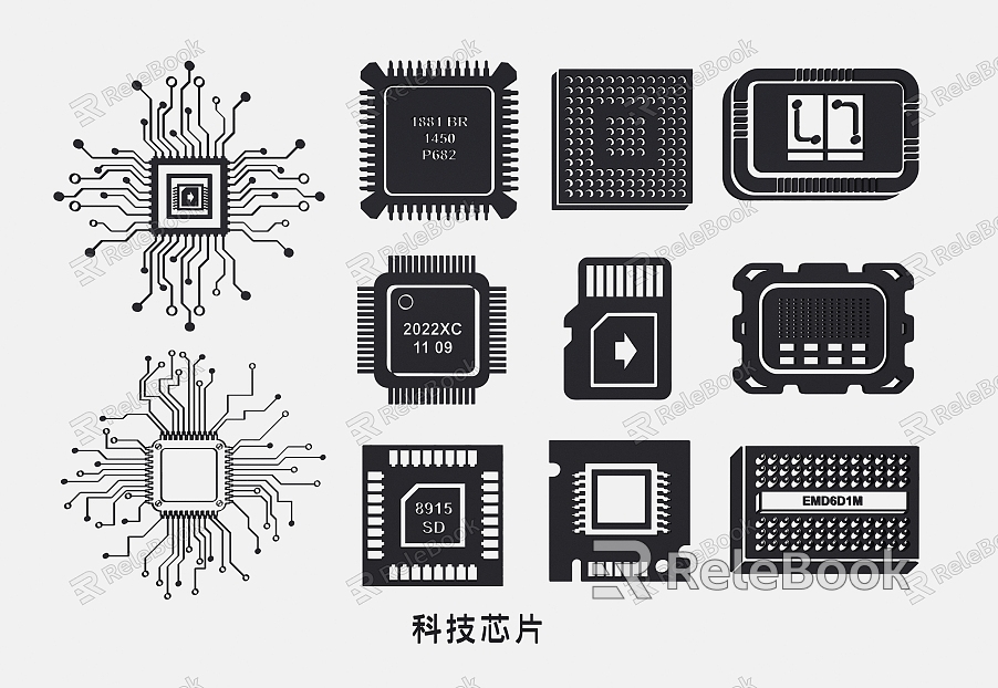 Science and technology elements CPU chip circuit board motherboard wiring diagram model