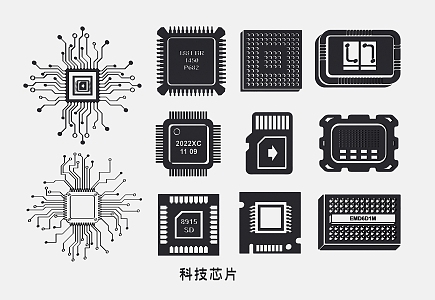 Science and technology elements CPU chip circuit board motherboard wiring diagram 3d model