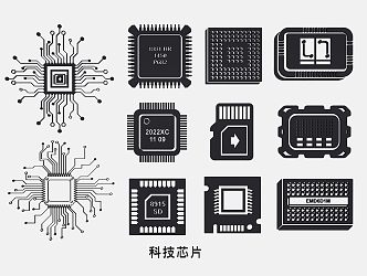 Science and technology elements CPU chip circuit board motherboard wiring diagram 3d model