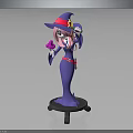 Pink Haired Witch In Purple Robe With Magical Hat On Pedestal Stand