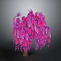 Vibrant Pink Purple Decorative Tree With Hanging Leaves And Artistic Design