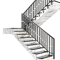Elegant Modern Interior Staircase with Marble Steps Black Railings and Gold Accents