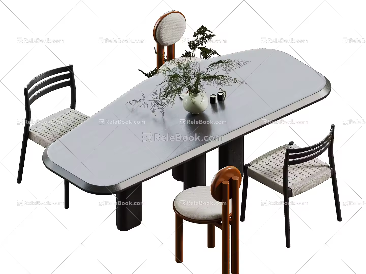 medieval dining tables and chairs 3d model