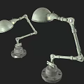 Vintage Metal Table Lamps With Adjustable Arm Dome Shade And Round Base