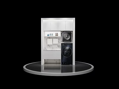 Modern Balcony Cabinet with Integrated Washer and Dryer Functional Storage Design for Home 3d model