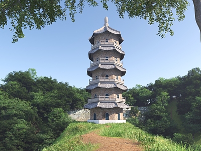 New Chinese Tower Landscape Tower 3d model