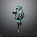 Anime Character Figure With Teal Long Hair White Top Black Skirt And Pigtails