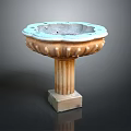 Classical Stone Garden Decorative Pedestal With Bowl Shaped Top And Carved Column Base