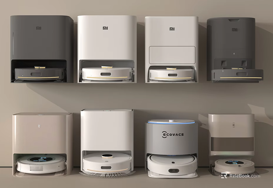 Smart Robotic Devices Featuring Various Robotic Vacuums And Automatic Soap Dispensers 3d model