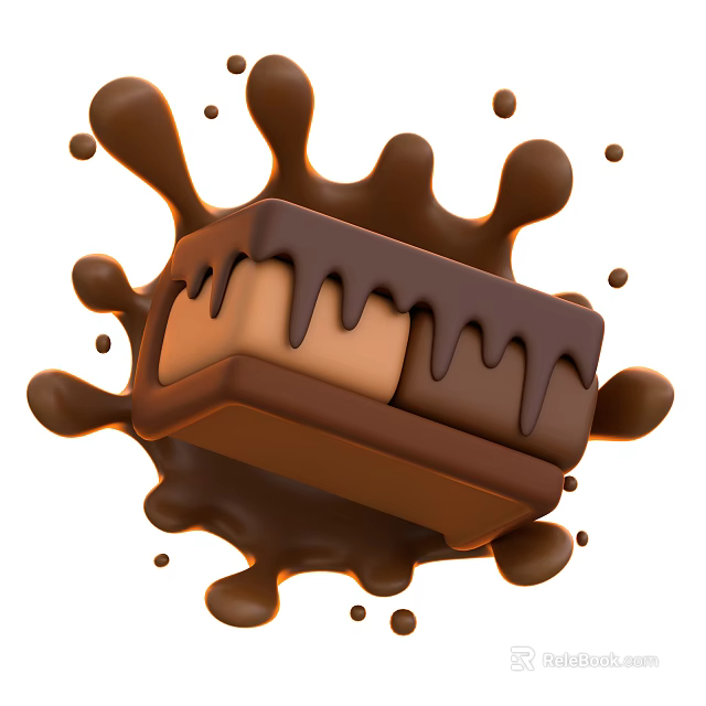 Indulgent Creamy Chocolate Bar With Melting Chocolate Splashes And Rich Flavor 3d model 