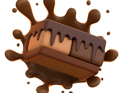 Indulgent Creamy Chocolate Bar With Melting Chocolate Splashes And Rich Flavor 3d model
