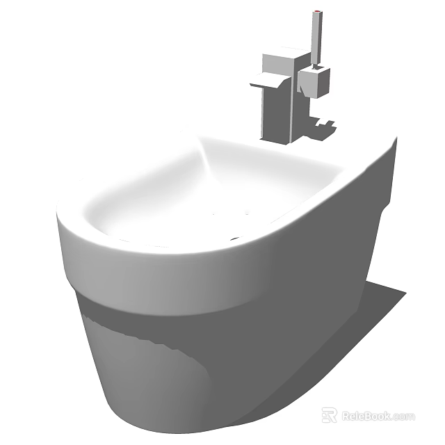 White Ceramic Wall Mounted Bathroom Washbasin With Square Faucet Modern Design 3d model 