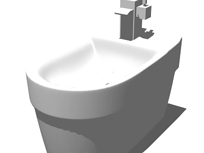 White Ceramic Wall Mounted Bathroom Washbasin With Square Faucet Modern Design 3d model