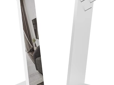 Modern Full Length Floor Mirror With White Standing Frame And Living Room Reflection 3d model