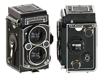 Vintage Twin Lens Reflex Cameras Retro Design Classic Collectible Photography Gear 3d model