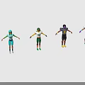 3D Football Player Models In Different Colored Uniforms With Number 10