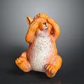 Cute Squirrel Sculpture Carving With Sitting Posture Orange White Fur Details