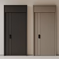 Modern Black And Brown Security Doors With Textured Surface On Light Wall 3d model