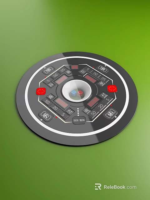 Modern Mahjong Game Entertainment Device With Circular Control Panel And Red Buttons On Green Background 3d model