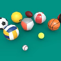 Various Colorful Sports Balls Equipment Including Football Basketball Volleyball And Rugby On Green Background