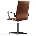 Brown Leather Office Chair With Black Armrests And Sleek Black Base