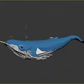 Blue Whale In Low Poly Style Holding Yellow Round Object With Water Droplets