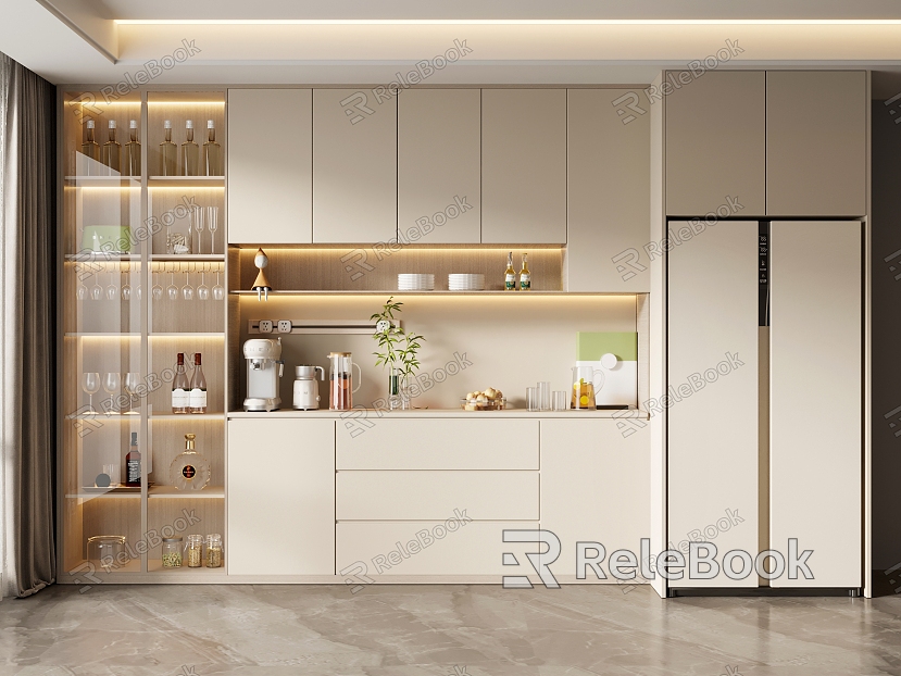 Modern Wine Cabinet Cream Home Wine Cabinet model