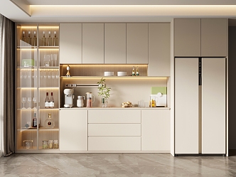 Modern Wine Cabinet Cream Home Wine Cabinet 3d model