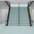 Modern Indoor Staircase Interior With Black Handrail And Light Colored Steps 3d model