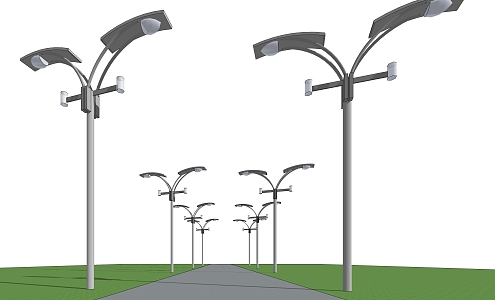 Street lamp high pole street lamp municipal street lamp outdoor street lamp high and low street lamp 3d model