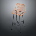 Stylish Orange Woven Bar Stool Featuring Black Metal Frame Design 3d model
