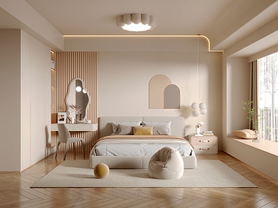 Cream wind bedroom 3d model