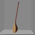 Traditional Wooden String Instrument With Long Neck And Pear Shaped Body