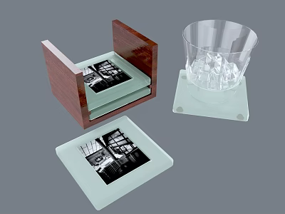 Wooden Photo Frame With Glass Cover And Black White Pictures Display Design 3d model