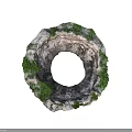 Natural Circular Geological Formation With Rocky Surface Green Vegetation And Hollow Center